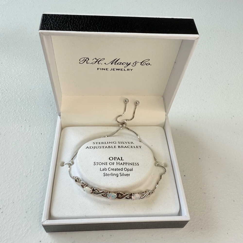 RH Macy’s & Co 925 Sterling Silver and Opal Adjustable Bracelet
